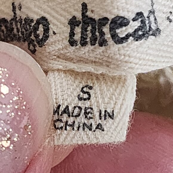 Indigo Thread Denim Button Front Cream Crochet Back Cotton Poly Span Vest Size S - Picture 15 of 16